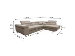 Canapé D'angle Convertible Droit 4 Places Coffre Martin Velours Côtelé Taupe -Deco.fr Soldes Boutique canape 20941835