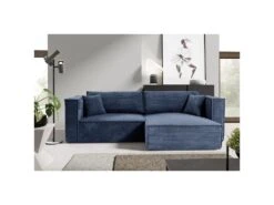 Canapé D'angle Réversible Convertible 3 Places Jimmy Velours Côtelé Bleu -Deco.fr Soldes Boutique canape 20941871