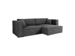 Canapé D'angle Réversible Convertible 3 Places Jimmy Velours Côtelé Gris