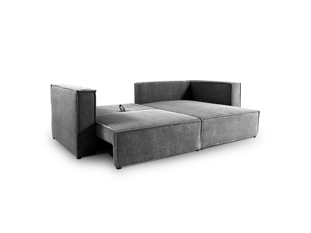 Canapé D'angle Réversible Convertible 3 Places Jimmy Velours Côtelé Gris 5 Canapé D'angle Réversible Convertible 3 Places Jimmy Velours Côtelé Gris – Image 5