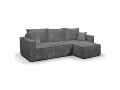 Canapé D'angle Réversible Convertible 3 Places Coffre Romain Velours Gris