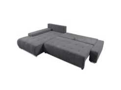 Canapé D'angle Convertible Gauche 4 Places Coffre Jonas Velours Côtelé Gris -Deco.fr Soldes Boutique canape 20942109