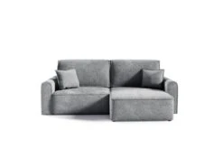 Canapé D'angle Réversible Convertible 3 Places Coffre Valentin Mini Bouclé Gris