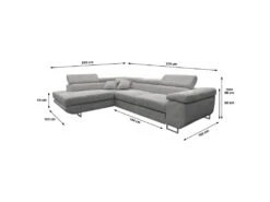 Canapé D'angle Convertible Gauche 4 Places Coffre Martin Velours Côtelé Gris Clair -Deco.fr Soldes Boutique canape 20942179