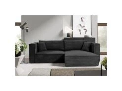 Canapé D'angle Réversible Convertible 3 Places Jimmy Velours Côtelé Noir -Deco.fr Soldes Boutique canape 20942267