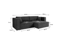 Canapé D'angle Réversible Convertible 3 Places Jimmy Velours Côtelé Noir -Deco.fr Soldes Boutique canape 20942271