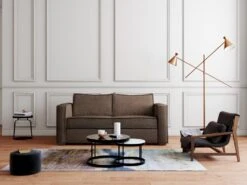 Canapé 3 Places Convertible Express En Velours Côtelé Marron - Couchage 140 Cm - Matelas 22 Cm LORETO