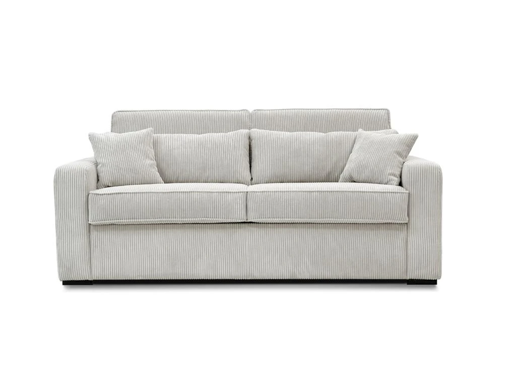 Canapé 4 Places Convertible Express En Velours Côtelé Beige - Couchage 160 Cm - Matelas 18 Cm - MONDOVI 3 Canapé 4 Places Convertible Express En Velours Côtelé Beige - Couchage 160 Cm - Matelas 18 Cm - MONDOVI – Image 3