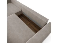 Canapé Angle Gauche Convertible Coffre Velours Taupe 300x174cm -Deco.fr Soldes Boutique canape 21219165