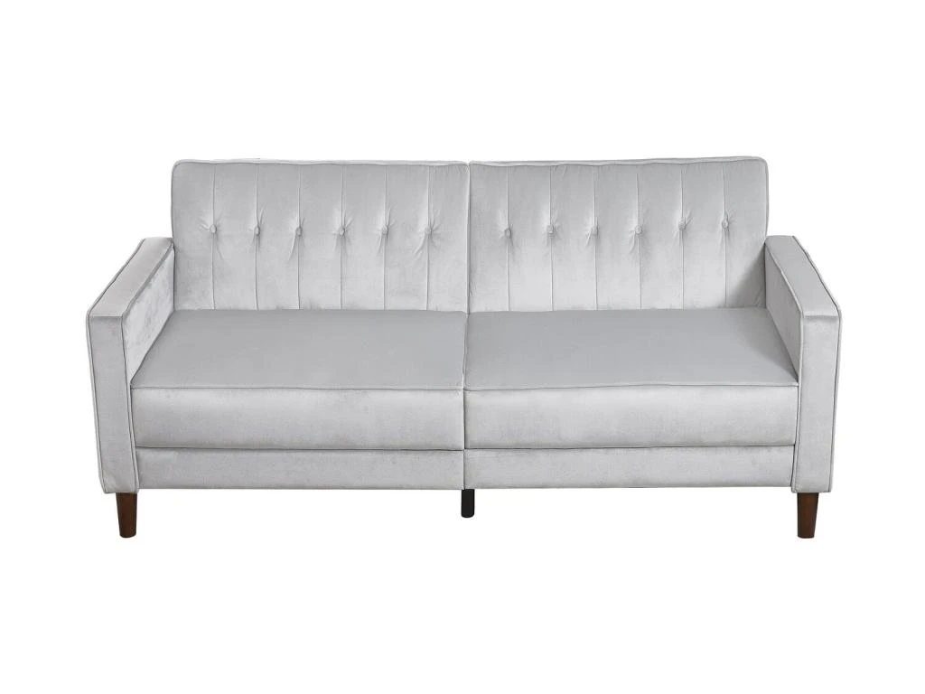 LIVERPOOL - Canapé Convertible En Velours Gris Clair 1 LIVERPOOL - Canapé Convertible En Velours Gris Clair