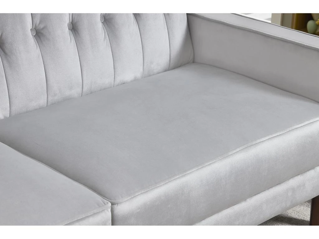 LIVERPOOL - Canapé Convertible En Velours Gris Clair 8 LIVERPOOL - Canapé Convertible En Velours Gris Clair – Image 8