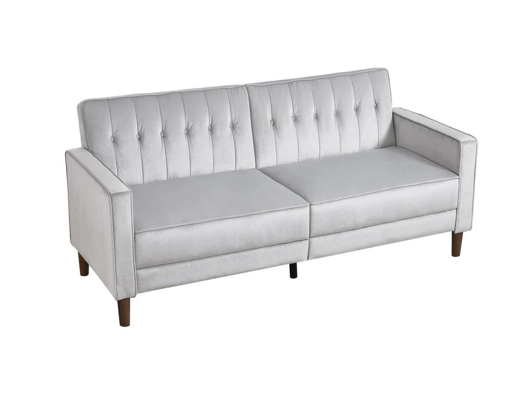 LIVERPOOL - Canapé Convertible En Velours Gris Clair 9 LIVERPOOL - Canapé Convertible En Velours Gris Clair – Image 9