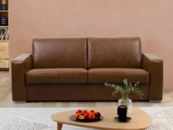 Canapé 3 Places Convertible Express 100% Cuir De Buffle Vintage Caramel Matelas 14cm DELECTEA II 19 Canapé 3 Places Convertible Express 100% Cuir De Buffle Vintage Caramel Matelas 14cm DELECTEA II -Deco.fr Soldes Boutique canape 21388021
