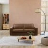 Canapé 3 Places Convertible Express 100% Cuir De Buffle Vintage Caramel Matelas 14cm DELECTEA II