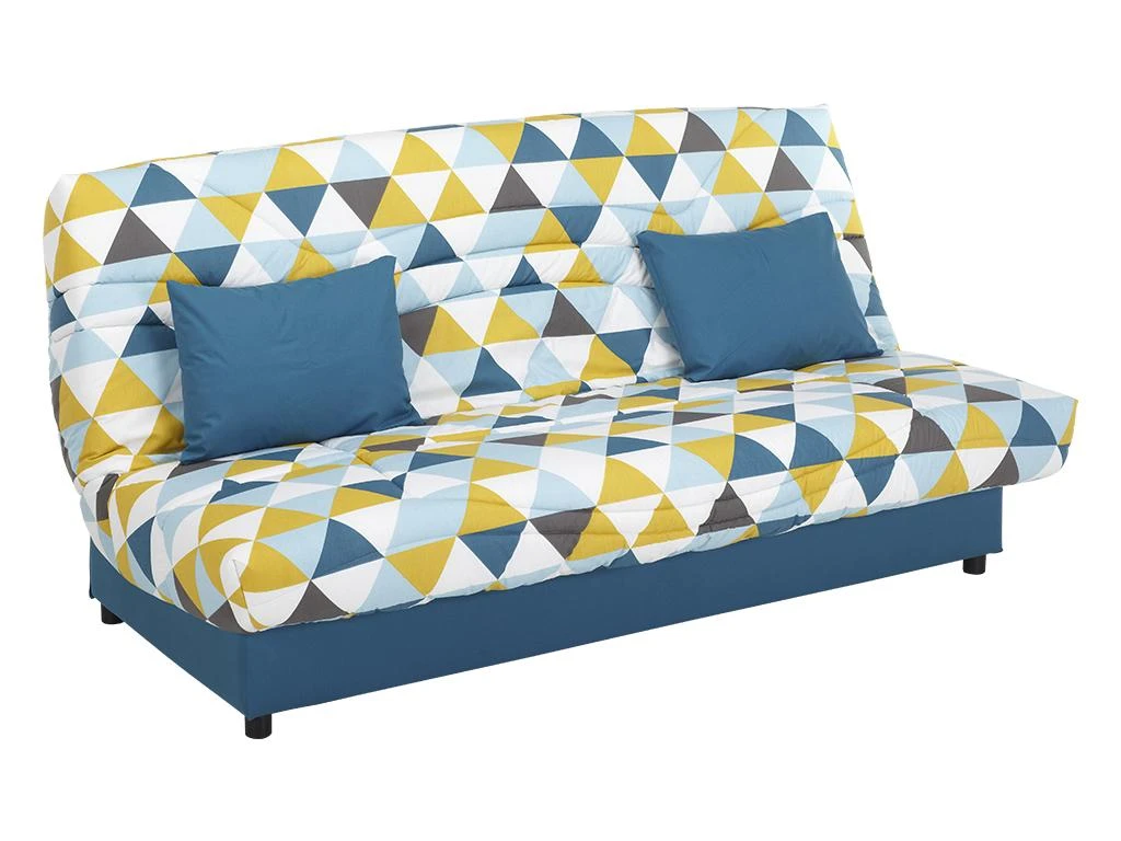 Canapé Convertible Clic-clac En Tissu SALOON Avec Coffre De Rangement - Bleu Imprimé GRAPHIC 3 Canapé Convertible Clic-clac En Tissu SALOON Avec Coffre De Rangement - Bleu Imprimé GRAPHIC – Image 3