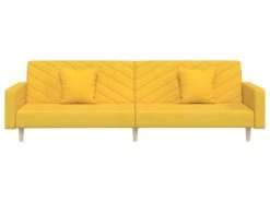 Canapé-lit à 2 Places Avec Deux Oreillers Jaune Tissu -Deco.fr Soldes Boutique canape 21991815