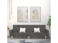 Canapé-lit à 2 Places Gris Foncé Tissu