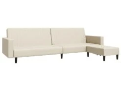 Canapé-lit à 2 Places Avec Repose-pied Crème Similicuir -Deco.fr Soldes Boutique canape 21994709
