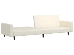 Canapé-lit à 2 Places Avec Repose-pied Crème Similicuir -Deco.fr Soldes Boutique canape 21994717