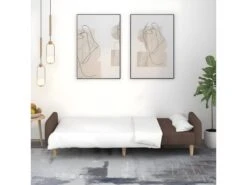 Canapé-lit à 2 Places Taupe Tissu 12 Canapé-lit à 2 Places Taupe Tissu -Deco.fr Soldes Boutique canape 21994791