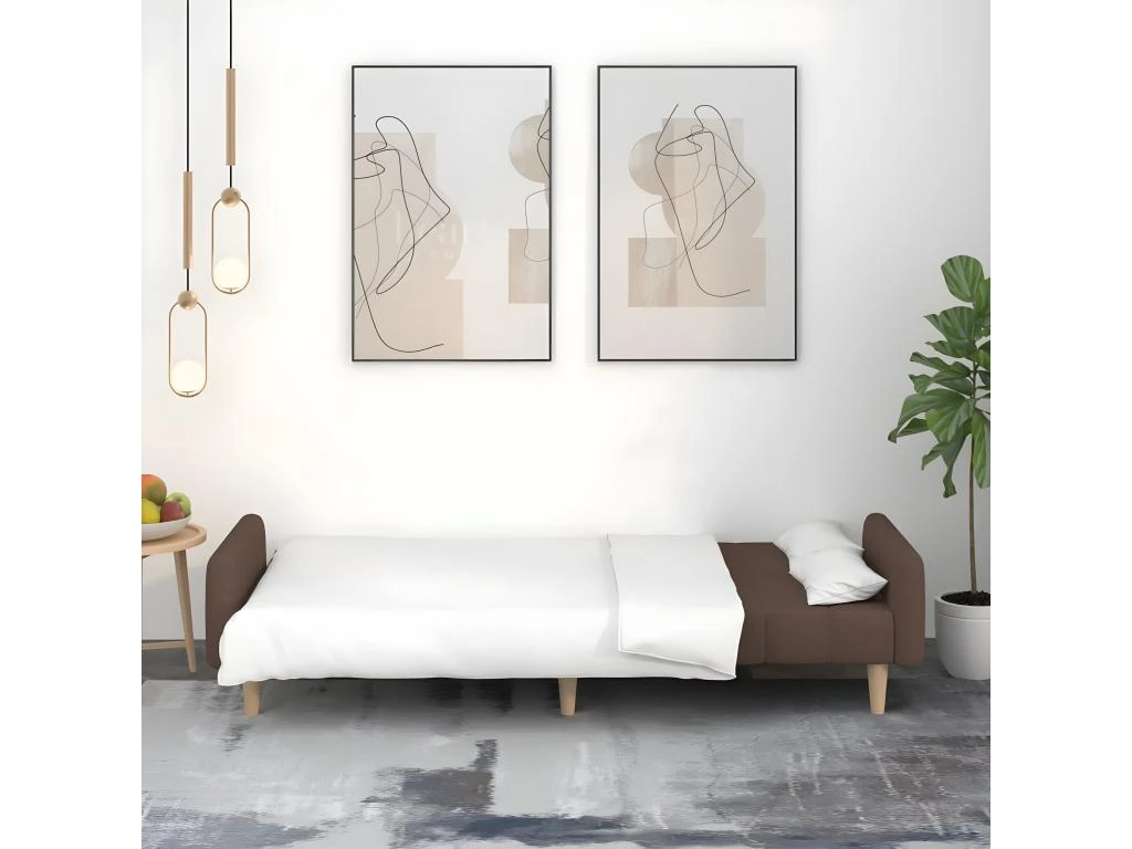 Canapé-lit à 2 Places Taupe Tissu 3 Canapé-lit à 2 Places Taupe Tissu – Image 3