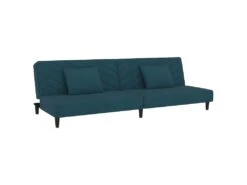 Canapé-lit 2 Places 2 Oreillers Et Repose-pied Bleu Velours -Deco.fr Soldes Boutique canape 21995151