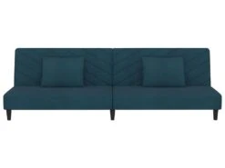 Canapé-lit 2 Places 2 Oreillers Et Repose-pied Bleu Velours -Deco.fr Soldes Boutique canape 21995153