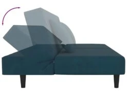Canapé-lit 2 Places 2 Oreillers Et Repose-pied Bleu Velours -Deco.fr Soldes Boutique canape 21995157
