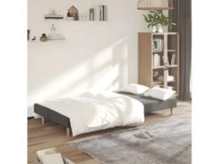 Canapé-lit à 2 Places Gris Clair Tissu -Deco.fr Soldes Boutique canape 21995547