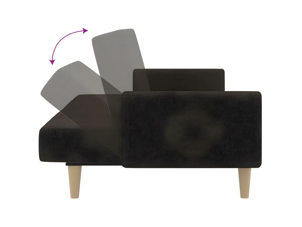 Canapé-lit à 2 Places Marron Foncé Tissu 6 Canapé-lit à 2 Places Marron Foncé Tissu – Image 6