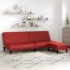 Canapé-lit 2 Places Avec Repose-pied Rouge Bordeaux Similicuir -Deco.fr Soldes Boutique canape 21996623