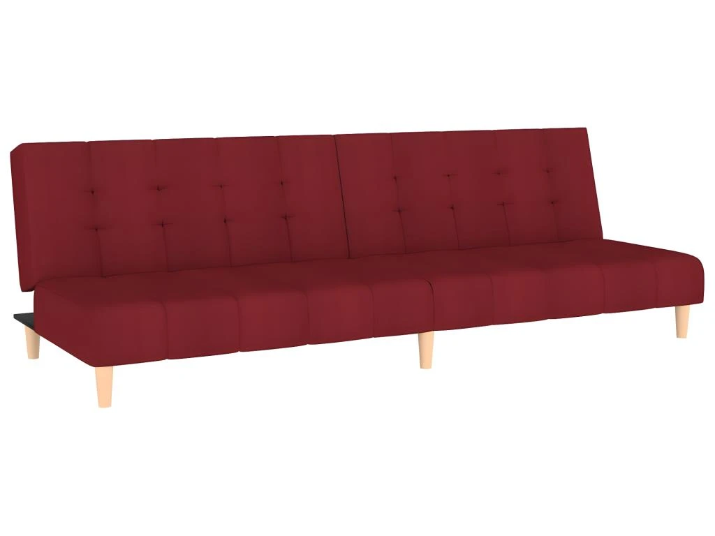 Canapé-lit à 2 Places Rouge Bordeaux Tissu 2 Canapé-lit à 2 Places Rouge Bordeaux Tissu – Image 2