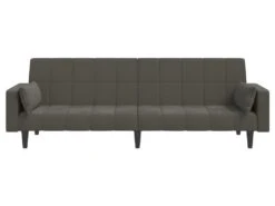 Canapé-lit à 2 Places Avec Deux Oreillers Gris Foncé Velours -Deco.fr Soldes Boutique canape 21998003