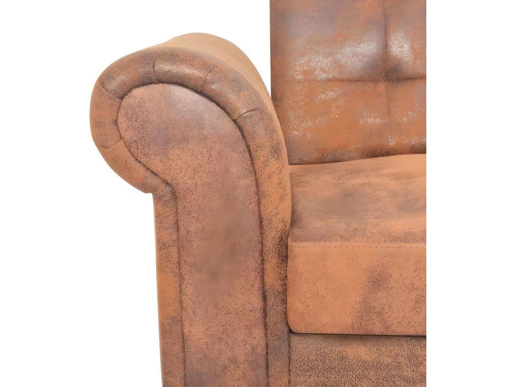 Canapé-lit Convertible Avec Accoudoir Daim Synthétique Marron 7 Canapé-lit Convertible Avec Accoudoir Daim Synthétique Marron – Image 7