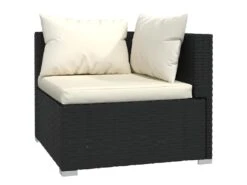 Canapé 3 Places Avec Coussins Noir Résine Tressée -Deco.fr Soldes Boutique canape 22005069