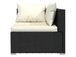 Canapé 3 Places Avec Coussins Noir Résine Tressée -Deco.fr Soldes Boutique canape 22005071