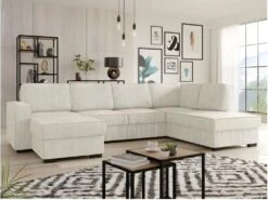 Canapé Panoramique Convertible BERY En Velours Côtelé Beige 6 Canapé Panoramique Convertible BERY En Velours Côtelé Beige -Deco.fr Soldes Boutique canape 22054687