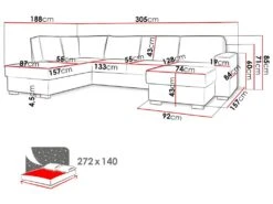 Canapé Panoramique Convertible BERY En Velours Côtelé Beige 7 Canapé Panoramique Convertible BERY En Velours Côtelé Beige -Deco.fr Soldes Boutique canape 22054689