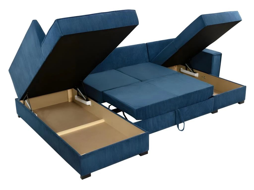 Canapé Panoramique Convertible BERY En Velours Côtelé Beige 5 Canapé Panoramique Convertible BERY En Velours Côtelé Beige – Image 5