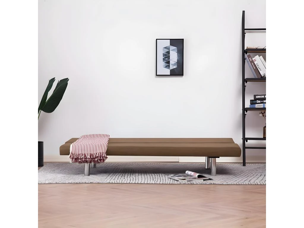 Canapé-lit Taupe PolyestervidaXL Canapé-lit Marron Polyester 3 Canapé-lit Taupe PolyestervidaXL Canapé-lit Marron Polyester – Image 3
