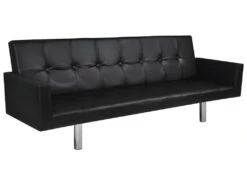 Canapé-lit Avec Accoudoir Cuir Synthétique Noir