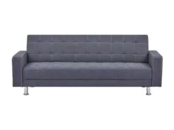 Canapé Droit Convertible 3 Places IVANA - Tissu Gris Foncé - Style Contemporain - L 208 X P 86 X H 80 Cm