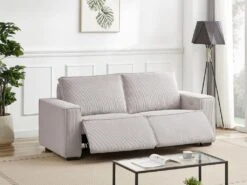 Canapé 3 Places Relax électrique En Velours Cotelé Gris Clair AMELIO -Deco.fr Soldes Boutique canape 22150903