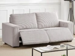 Canapé 3 Places Relax électrique En Velours Cotelé Gris Clair AMELIO -Deco.fr Soldes Boutique canape 22150907