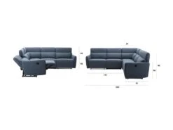 Canapé D'angle 5/6 Places LANDON -Tissu Bleu -2 Places Relax électrique Et Manuel - L 269 X P 50 X H 99 Cm -Deco.fr Soldes Boutique canape 22162003