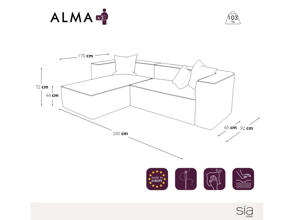 Canapé D'angle Gauche Tissu Bouclette Noir 4 Canapé D'angle Gauche Tissu Bouclette Noir – Image 4