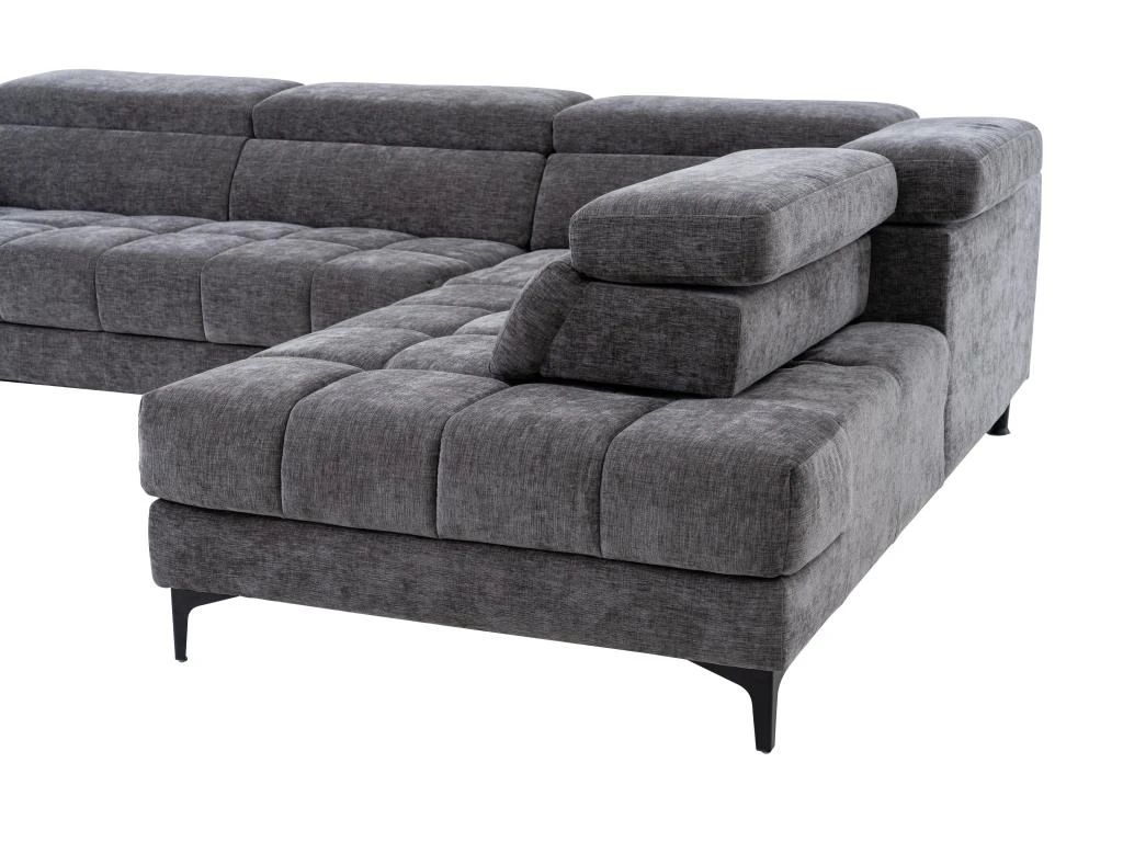 Canapé D'angle Droit Relax électrique Avec Assise Coulissante En Tissu Anthracite MONISO 9 Canapé D'angle Droit Relax électrique Avec Assise Coulissante En Tissu Anthracite MONISO – Image 9