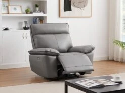 Fauteuil Relax électrique En Cuir De Vachette Gris NOVENA -Deco.fr Soldes Boutique canape 22253901