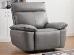Fauteuil Relax électrique En Cuir De Vachette Gris NOVENA -Deco.fr Soldes Boutique canape 22266537