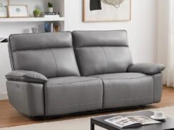 Canapé 3 Places Relax électrique En Cuir De Vachette Gris NOVENA -Deco.fr Soldes Boutique canape 22267205